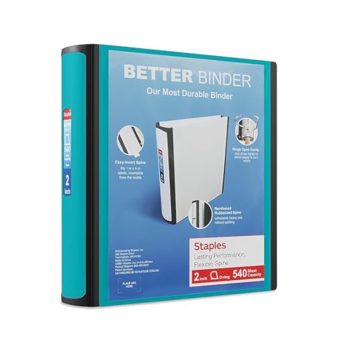STAPLES Better Binder, 2-Inch, Teal