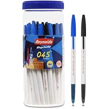 Reynolds 045 25CT JAR - 20 BLUE, 5 BLACK I Lightweight Ball Pen With Comfortable Grip for Extra Smooth Writing I School and Office Stationery | 0.7mm Tip Size