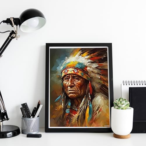 YEEIFFD Native American Indian Tribal Chief 5D Adult Diamond Art, DIY Diamond Art Painting Kits for Decor Canvas 12x16in by YEEIFFD - Image 2