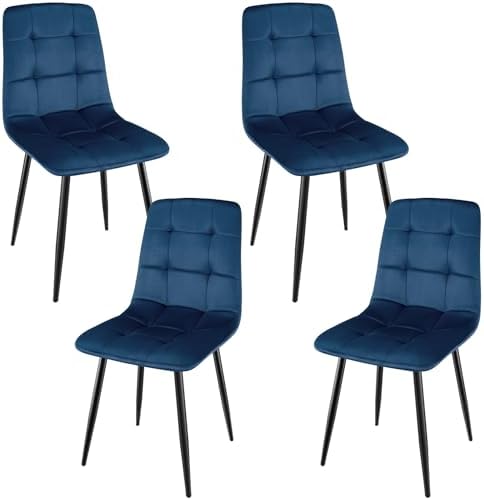 Gepolsterte Esszimmerstühle 6er Set mit hoher Rückenlehne – Holländisches Samtdesign für Wohnzimmer und Empfangsraum, el