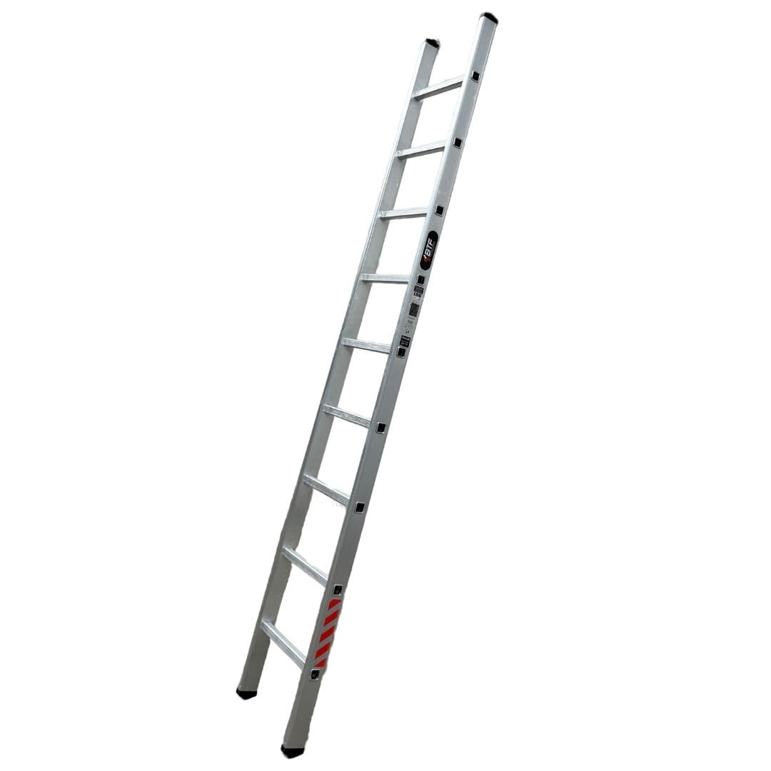 BTF Escalera de Apoyo en Aluminio - Escalera Simple 9 Peldaños, 2,5m, 1 Tramo, Ligera y Resistente, Certificada Carga Máx. 150 kg, Ideal para Obra y Hogar, Norma EN131.
