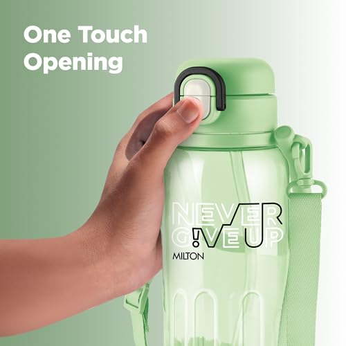 Image of MILTON Regan 850 2-in-1 Lid Sip or Gulp Water Bottle | Sturdy Handle And Strap I BPA Free| Food-Grade | One-Touch Open | Leak-Proof | Ideal for Office, School, College, Gym | 836ml, Green