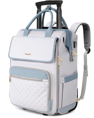 Best Rolling Backpacks for College Students: Durable, Stylish, and Functional Picks 3 Rolling Backpack for Women, Travel Rolling Laptop Backpack with Wheels, Vertical & Horizontal Storage 2 In 1, Flip-Top Design, Water-Resistant Overnight College Underseat Carry on Luggage, Grey