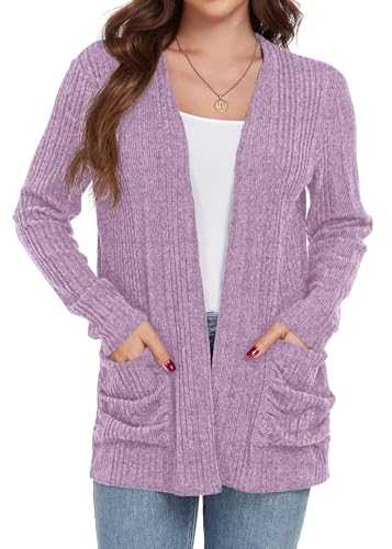 Image of GRECERELLE Womens Long Sleeve Lightweight Open Front V-Neck Casual Cardigan Sweaters Outerwear with Pockets 2025, S-2XL
