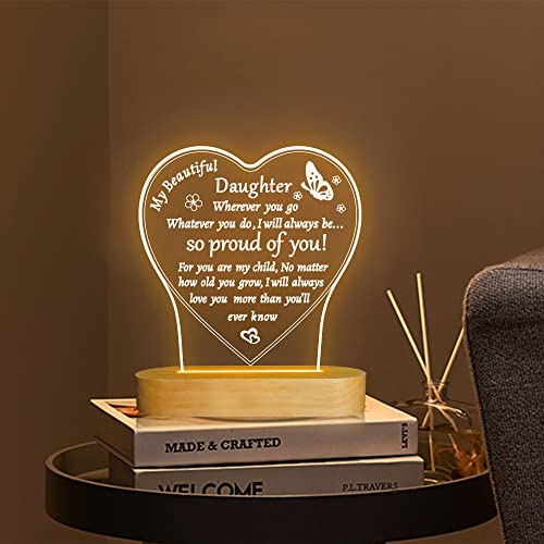 Image of Attivolife Daughter Gift - to My Beautiful Daughter Engraved Unique Night Light, Daughters Gift from Mom Dad Parent, Birthday, Graduation, Wedding Mothers Day Gifts for Daughter