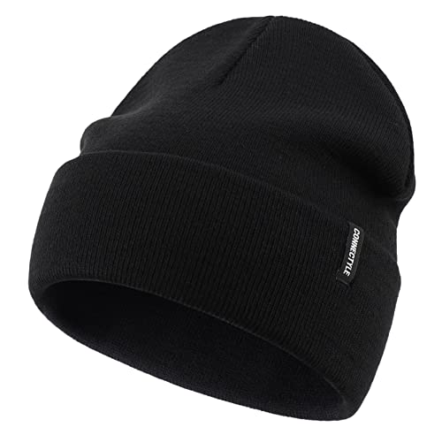 Connectyle Mens Knit Daily Cuffed Beanie Solid Acrylic Beanies For Women Winter Watch Cap Black #TOP16