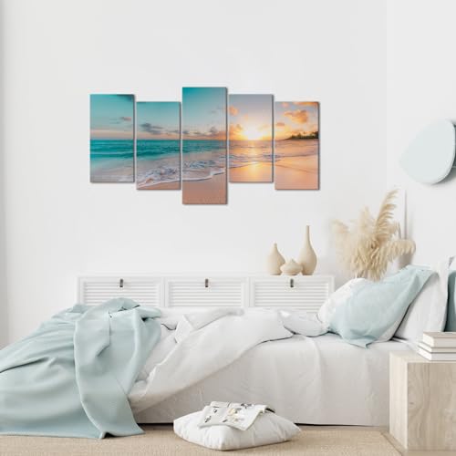 LyerArtork-5-Pieces-Beach-Coastal-Wall-Art-Canvas-Prints-Blue-Sea-Sunset-Pictures-Wall-Decor-Modern-Artwork-for-Bathroom-Living-Room-Bedroom LyerArtork 5 Pieces Beach Coastal Wall Art Canvas Prints Blue Sea Sunset Pictures Wall Decor Modern Artwork for Bathroom Living Room Bedroom