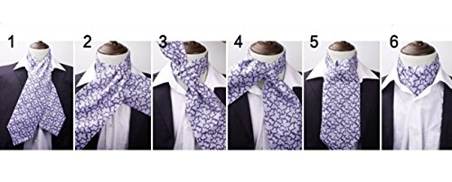 MENDENG Men's Gold Purple Paisley Jacquard Woven Silk Cravat Formal Ties Ascot