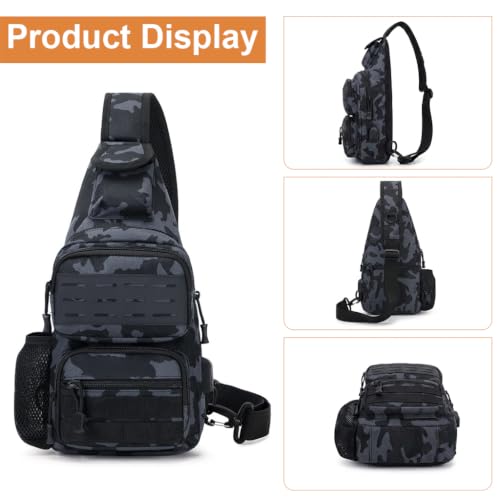 Image of GUSTAVE BlowBak Tactical Fishing Sling Bag, Lightweight WeatherReady Backpack with Gear Storage, ConcealedCarry Design, Rod Holder & Customizable System for Hiking, Kayaking, and Outdoor Trips