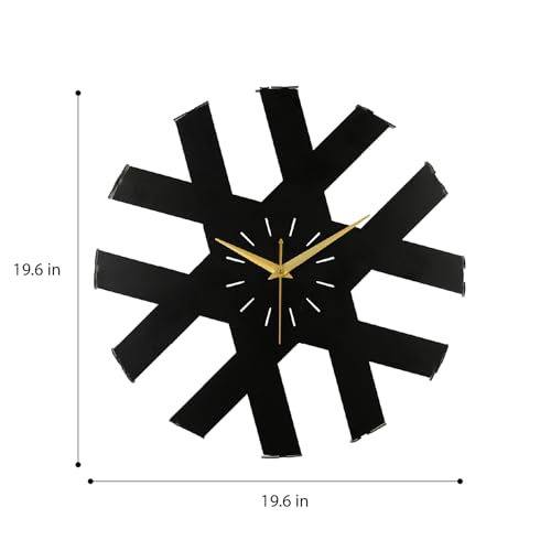 Image of Wakefit Metal Analog Wall Clock Big | 20 Inch | Laser Cut Abstract Home Decor & Gifting Option | for Living Room Study Bedroom & Office Decor | Tempra Metal Wall Clock 500 MM Black