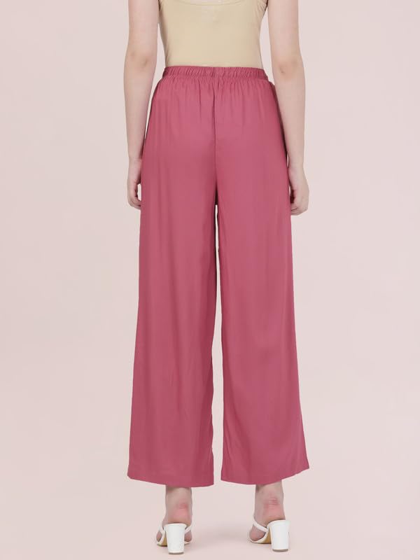 Image of GO COLORS Soft Viscose Basic Palazzo Full Length for Women| Breathable, Mid Rise, Relaxed Fit