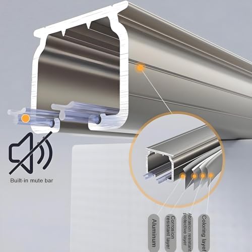 Curtain Track, Heavy-Duty Curtains Rails with Silent Rollers, 1.64-19.7ft Room Divider Track Aluminium Rod for Office Living Room Bedroom, Ceiling Or Wall Mount(5.1m(16.7ft))