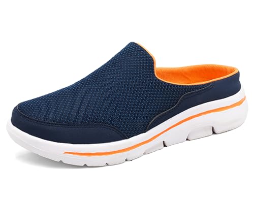 CELANDA Zuecos de Cálido para Mujer Hombre Otoño Confortable Zapatillas de Casa Mules Antideslizante Ligero Planos Zapatos Pantuflas Casual,Azul y Naranja 43 EU