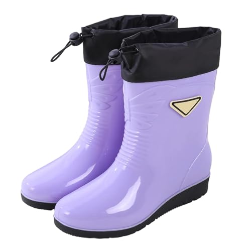 Botas de goma para mujer, botas de lluvia impermeables, morado, 39 EU
