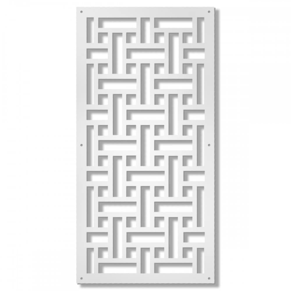 Quadro Traforato per Arredamento Modello Trama - Pannello in PVC Traforato - Parasole Colore Bianco 47X94 CM