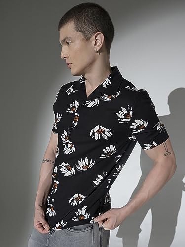 Image of Hubberholme Men's Rayon Relaxed Fit Printed Half Sleeve Resort Shirt