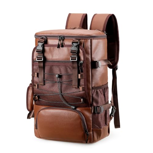 Alomejor aus PU-Leder, Leicht, groß, für Reisen, Fitness, Laptop, Schwarz, 40 L, für Männer und Frauen (Brown)