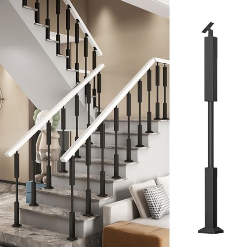 Adjustable Metal Stair Spindles - Contemporary Black/Gold/White Iron Balusters for Indoor/Outdoor Staircase & Deck - 95cm (37.4in) Height, Perfect for Porch Design