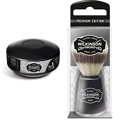 Wilkinson Sword Mens Vintage Shaving Soap Bowl, 125 Gram, 1 Count and Mens Vintage Shaving Brush, 1 Count