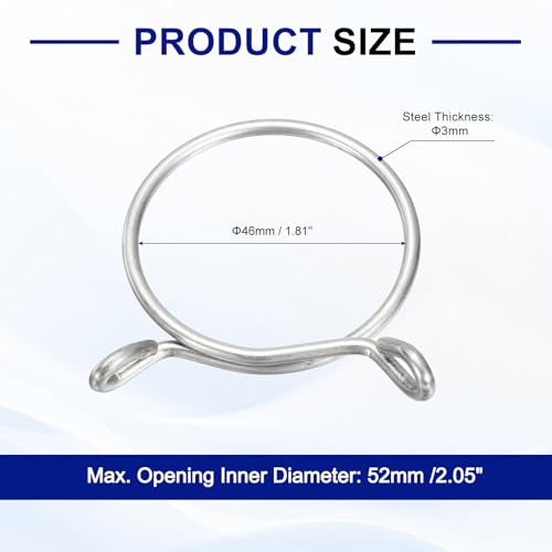 Clips de manguera de 46mm uxcell en acero inoxidable 304 para tubería de agua en pack de 5 unidades 3