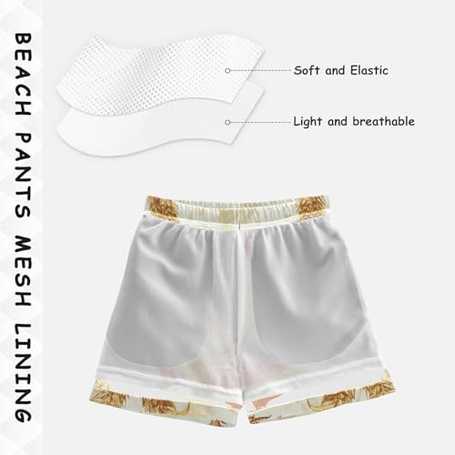 Boys Beach Board Shorts Wheat Rooster Farm Swim Trunk Teen Swimwear 8-16Y4