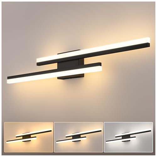 Image of L LOHAS LED Bathroom Vanity Light Bar Over Mirror 3CCT 32Inch Modern Black