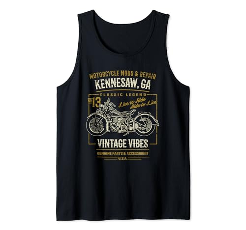 Kennesaw GA USA Retro Distressed Style Motorcycle Design Tank Top