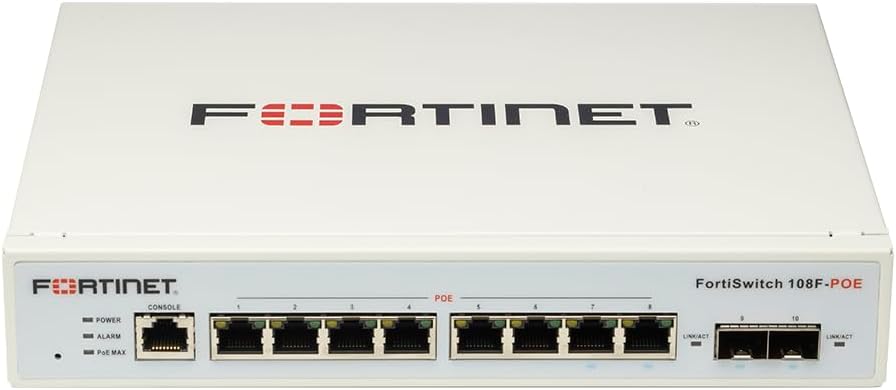 Fortinet FortiSwitch - 108F-POE L2+ Management Switch with 65W PoE (FS-108F-POE)