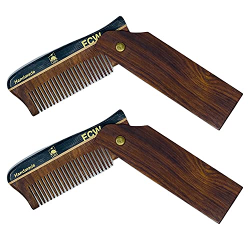 Peines de madera G.B.S para barba y cabello, pack 2 miniatura 1