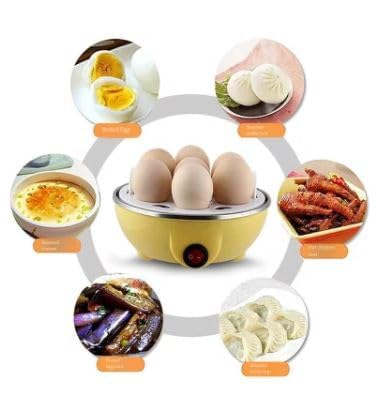 Image of Electric Egg Boiler for 7 Eggs, Hard, Medium, or Soft Boiled Egg Maker with Automatic Shut-Off, Rapid Steamer for Vegetables and Corn, Stainless Steel Heating Plate (Multicolor)