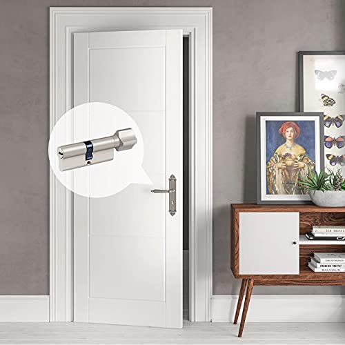 Hengsong Profil-Knaufzylinder ürzylinder Schließzylinder Zylinder 40/40 Metallsilber-Knaufzylinder inkl. 8 Schlüssel aus Zinklegierung