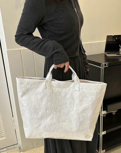 Image of Caistre Women's PVC Tote Handbags Shoulder Bag Winter Fall Fashion Kraft Paper Tote Bag Y2K Large Shopping Bag