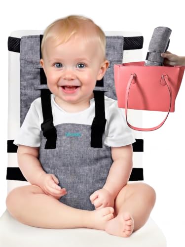 Chaise Nomade Bebe Sécurisée et Ultra Compacte, Siege Bébé Assis Pliable et léger, Rehausseur Chaise Haute, Harnais Ajustable Portable lavable pour sortie...