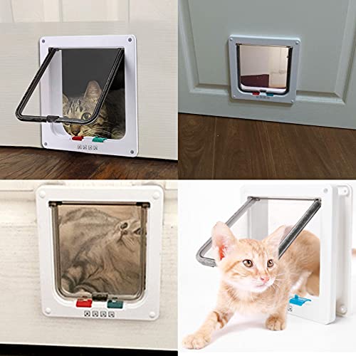 Herfuerry Large Cat Door Outer Size 9.8" x 9.3" x 2.16", 4 Way Locking Cat Flap Door for Interior Exterior Doors,Weatherproof Pet Doors for Cats &Dogs with Circumference <23",Suitable for Window &Wall - Image 4