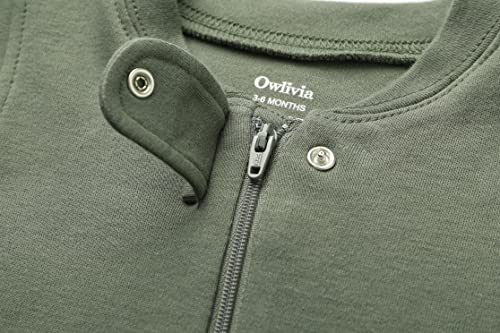 Image of Owlivia Organic Cotton Baby Boy Girl Zip Up Sleep N Play, Footless, Long Sleeve (Size 0-18 Month)