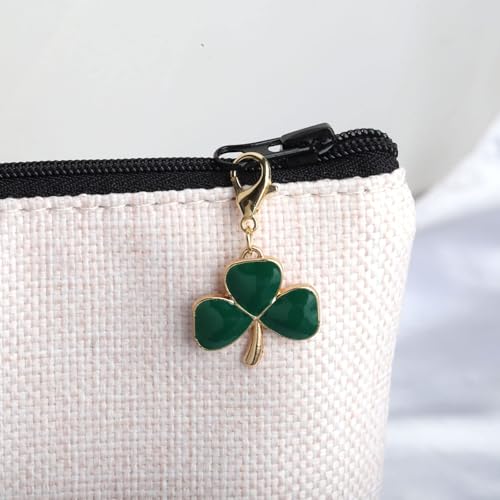 Gzrlyf Green Shammrock Charm with Lobster Clasp 3 Leaf Clover Charm with Blessing Card St Patrickk’s Day Gift Lucky Jewelry3