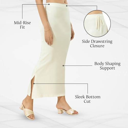 Image of TRASA Womens Saree Shapewear Petticoat, Cotton Lycra Petticoat, Skirts for Women, Shape Wear Dress for Saree