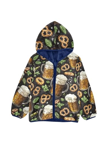 Beer Glass Black Background Girls Fleece Jacket Girls Fall Jacket Boys Coats Zip Up Hoodie Children Outerwear 2-10T