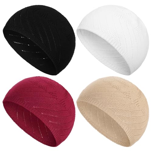 Image of Boyiee Kufi Hat for Men Muslim Knit Kufi Cap Crochet Beanie Skull Beanie African Hat for Men Women