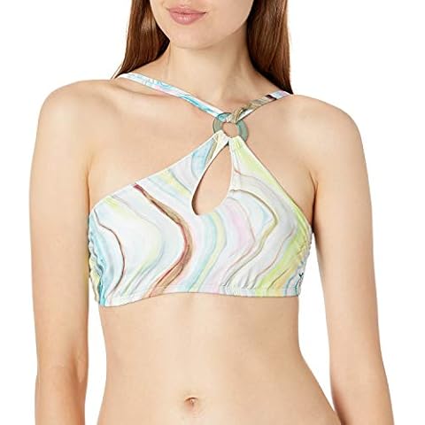 Bikini Lab Women's Shoulder Cut Out Bikini Swimsuit Top, Multi//New Wave, Small Cover