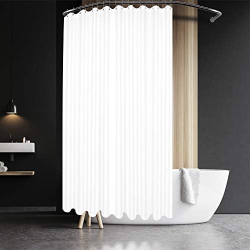Barossa Design Small Short Shower Curtain Waffle Weave 36 x 60 Inches - 230GSM Heavy Fabric, Water Repellent, Washable, White, 36x60