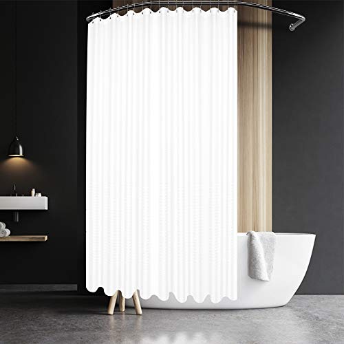 Barossa Design Extra Wide and Extra Long Waffle Weave Shower Curtain 108 x 84 inch, 230 GSM Heavy Fabric No Blowing, Water Repellent, Washable, Spa, White, 18 Holes by Barossa Design - Used condition - US$25.58