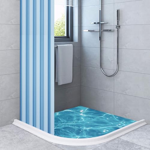 Silicone Wet Room Bathroom Floor Seal Screen Door Seal Strip Shower Dam Prevents Overflow of Water | Waterproof Self-Adhesive and Bendable Waterproof Strip for Wet and Dry Separation (1.5 M)