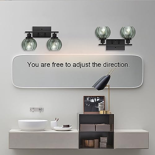 Image of Mid Century Modern Bathroom Vanity Light, 13.8 Inch Glass Wall Sconce, 2-Light Farmhouse Wall Lamp for Bathroom Mirror Powder Room