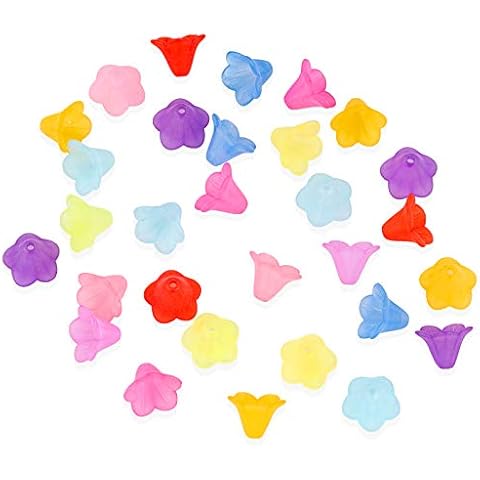 YouFia Pack of 200 Flower Goblets Flower Beads Acrylic 14 mm for Angel Pendant Flower Fairies Flower Spacer Beads for Crafts Cover