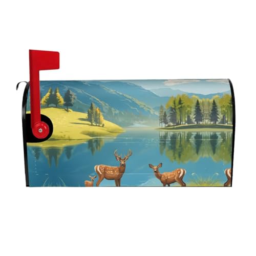 Deer Print Mailbox Cover Durable Oxford Cloth for American Standard & Large Size Mailboxes