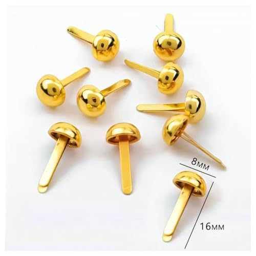 ACOLY 200 Stück Musterbeutelklammern Metall Rundkopf Gold Musterklammern Büro Papier Brief Basteln DIY