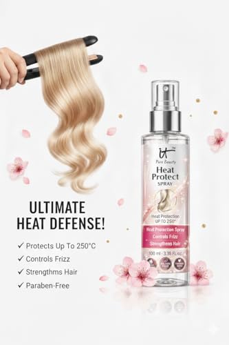 Image of Heat Protect Spray for Hair 100 ml | Heat Protection up to 250C | Anti-Frizz Hair Styling Spray | Reduces Hair Breakage | Lightweight Leave-In Heat Protectant for Women & Men