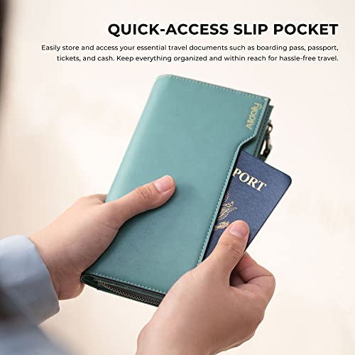 Alldialy RFID 24 Credit Card Holder Wallet, Large Capacity Wristlet Wallet for Women with Zipper (Purist Blue)3