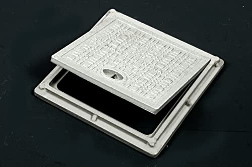 Image of Fiber Reinforced Polymer (FRP) Durable Manhole Cover | 2.5 Tons Capacity Manhole Cover | Chamber Cover | Sump Cover (12 X 12 Inch, White)